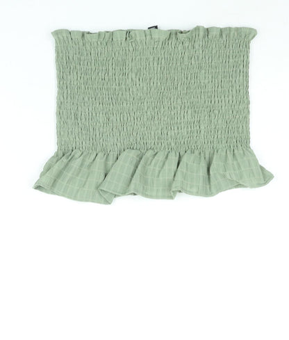New Look Womens Green Polyester Basic Blouse Size L Square Neck - Rouched Button Detail