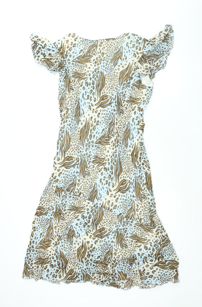 Milano Womens Multicoloured Animal Print Viscose Shift Size 16 V-Neck Pullover