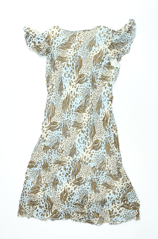 Milano Womens Multicoloured Animal Print Viscose Shift Size 16 V-Neck Pullover