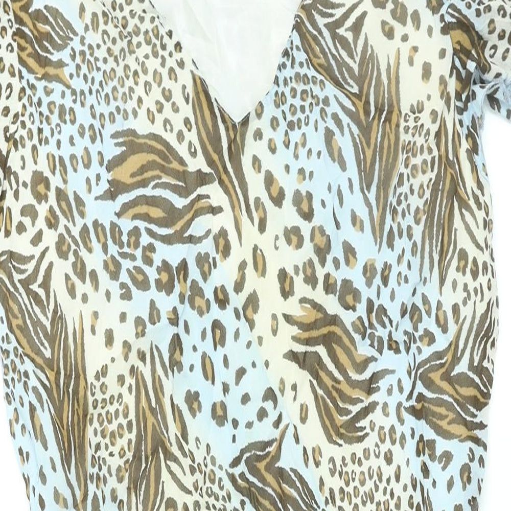Milano Womens Multicoloured Animal Print Viscose Shift Size 16 V-Neck Pullover