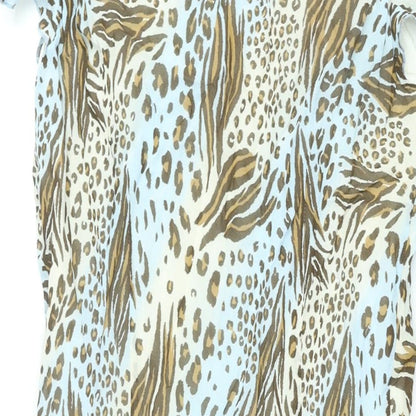 Milano Womens Multicoloured Animal Print Viscose Shift Size 16 V-Neck Pullover