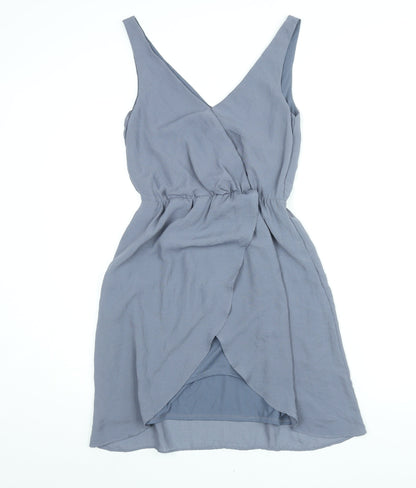 H&M Womens Blue Polyester A-Line Size 6 V-Neck Pullover