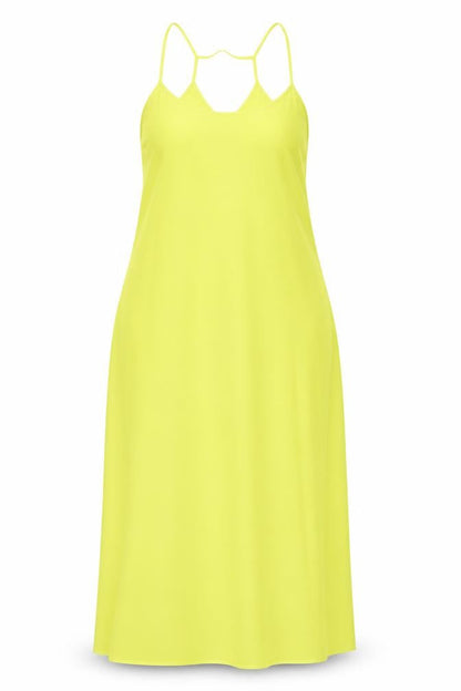 Warehouse Womens Yellow Polyester Maxi Size 14 Scoop Neck Pullover - Side Slits
