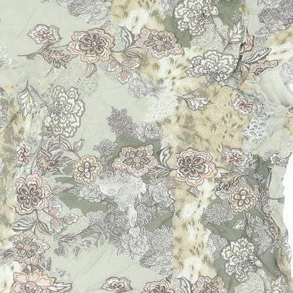 Autonomy Womens Beige Geometric Polyester Basic Blouse Size 16 V-Neck