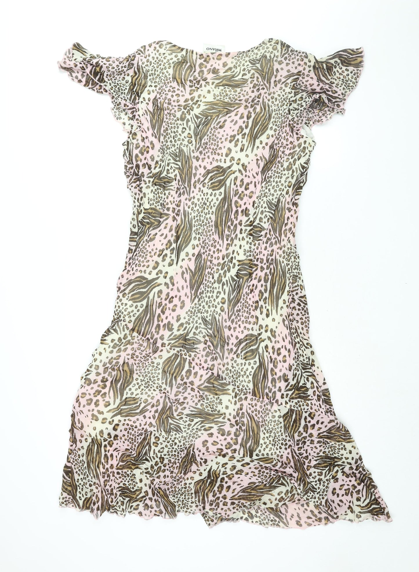 Milano Womens Multicoloured Animal Print Viscose Shift Size 18 V-Neck Pullover