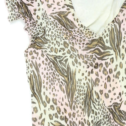 Milano Womens Multicoloured Animal Print Viscose Shift Size 18 V-Neck Pullover
