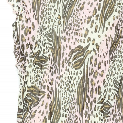 Milano Womens Multicoloured Animal Print Viscose Shift Size 18 V-Neck Pullover