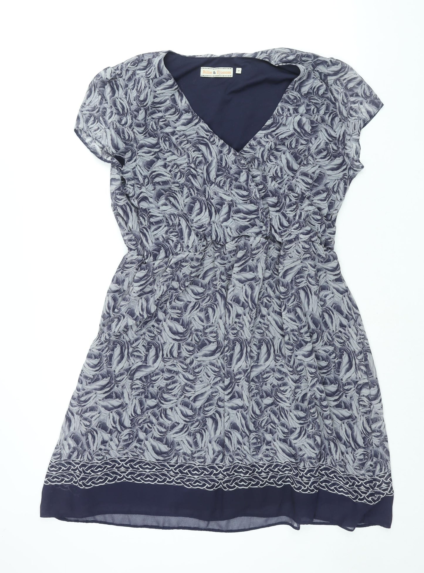 Dorothy Perkins Womens Black Geometric Polyester A-Line Size 16 V-Neck Pullover - Floral Print