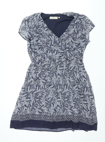 Dorothy Perkins Womens Black Geometric Polyester A-Line Size 16 V-Neck Pullover - Floral Print