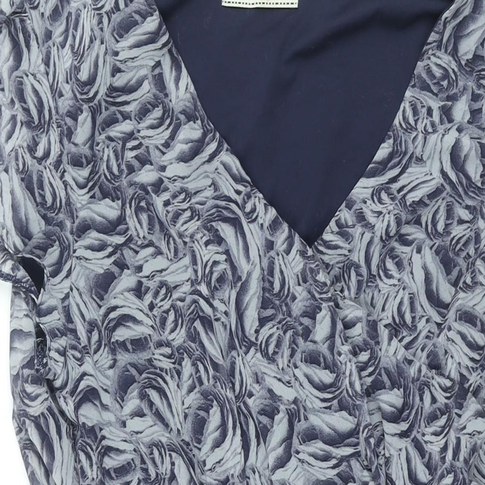 Dorothy Perkins Womens Black Geometric Polyester A-Line Size 16 V-Neck Pullover - Floral Print