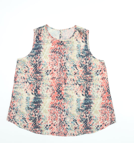 Avon Womens Multicoloured Geometric Polyester Camisole Blouse Size 18 Round Neck - Size 18-20