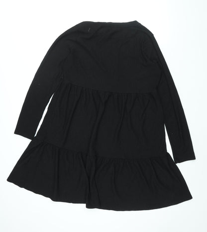 New Look Maternity Womens Black Polyester A-Line Size 18 Round Neck Pullover - Smocked