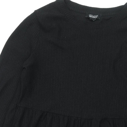 New Look Maternity Womens Black Polyester A-Line Size 18 Round Neck Pullover - Smocked