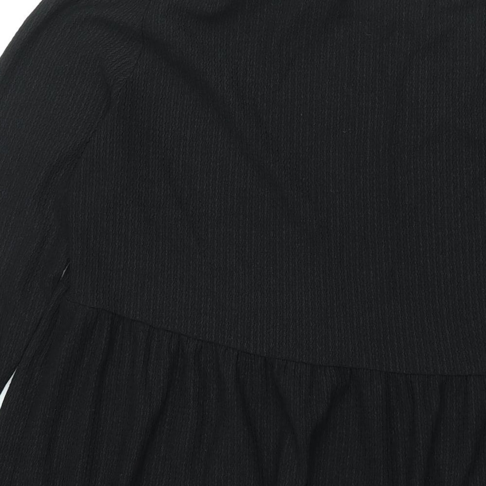 New Look Maternity Womens Black Polyester A-Line Size 18 Round Neck Pullover - Smocked