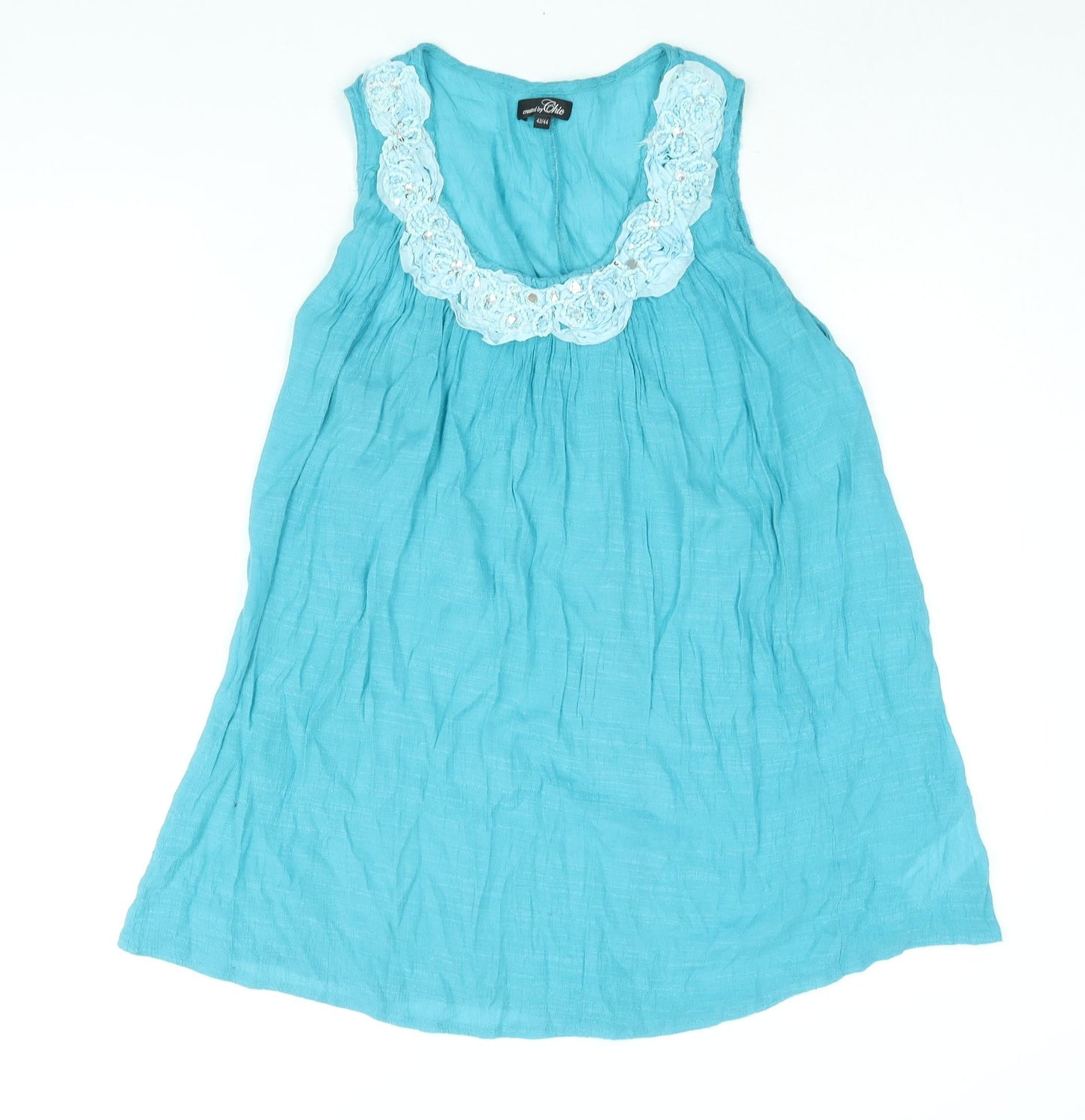 Cellbes Womens Blue Polyester Mini Size 14 Scoop Neck Pullover - Size 14-16 Rhinestone Neckline