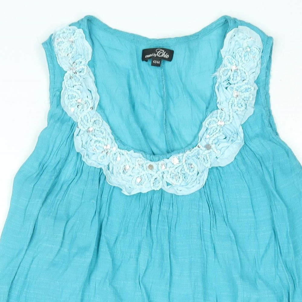 Cellbes Womens Blue Polyester Mini Size 14 Scoop Neck Pullover - Size 14-16 Rhinestone Neckline