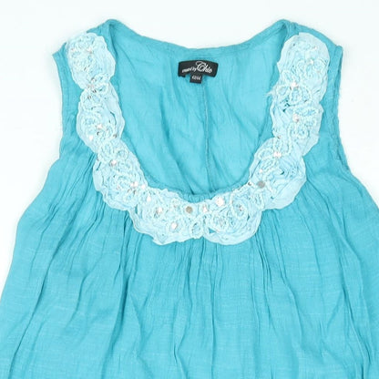 Cellbes Womens Blue Polyester Mini Size 14 Scoop Neck Pullover - Size 14-16 Rhinestone Neckline