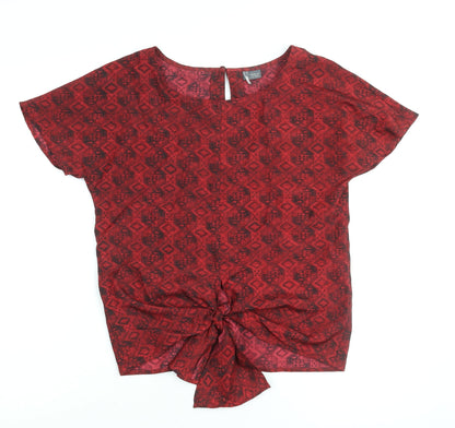 Womens UK Size XS Sparkle & Fade Red Basic Blouse