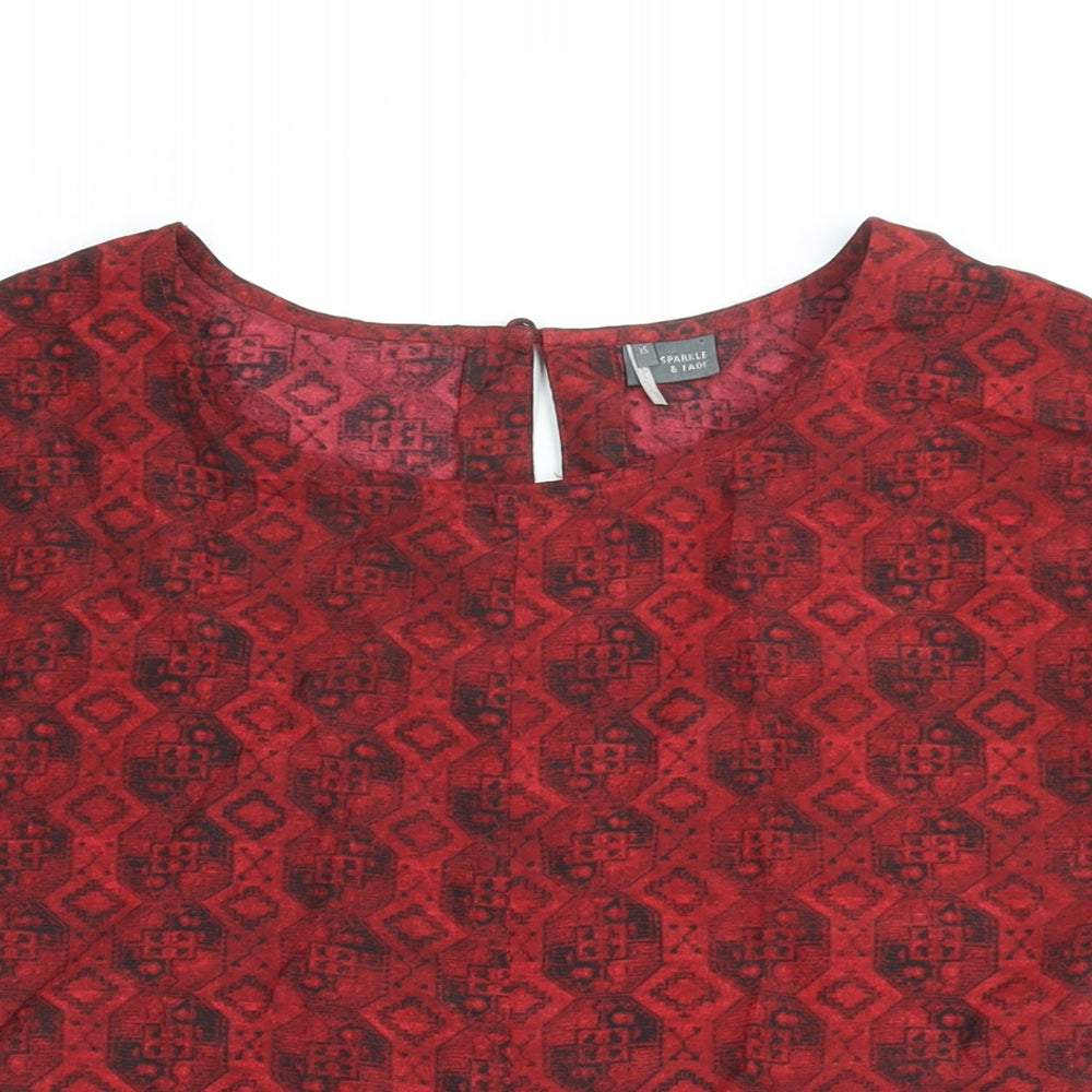 Womens UK Size XS Sparkle & Fade Red Basic Blouse