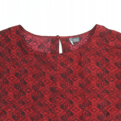 Womens UK Size XS Sparkle & Fade Red Basic Blouse
