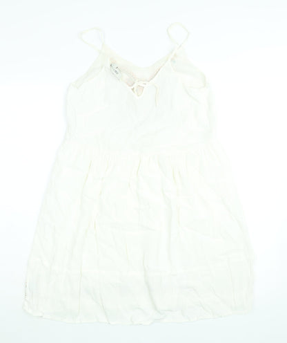 River Island Womens White Viscose A-Line Size 8 Scoop Neck Pullover - Embroidered