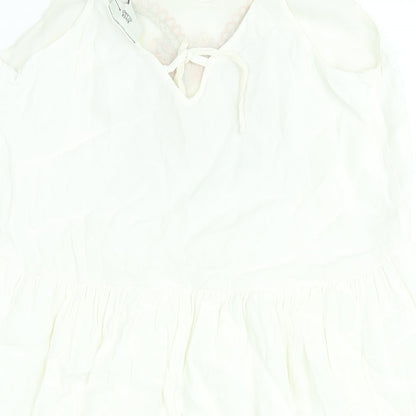 River Island Womens White Viscose A-Line Size 8 Scoop Neck Pullover - Embroidered