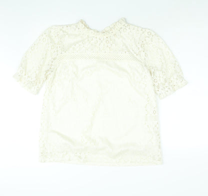 Faith & Joy Womens Ivory Polyester Basic Blouse Size XL Mock Neck