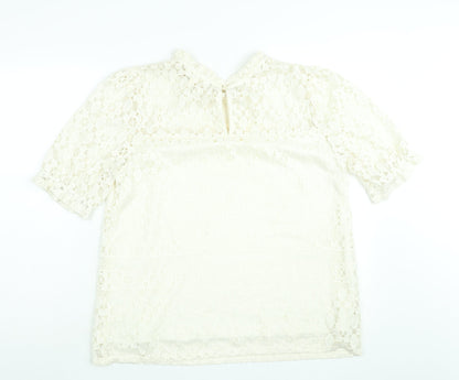 Faith & Joy Womens Ivory Polyester Basic Blouse Size XL Mock Neck