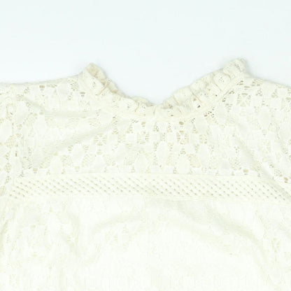 Faith & Joy Womens Ivory Polyester Basic Blouse Size XL Mock Neck