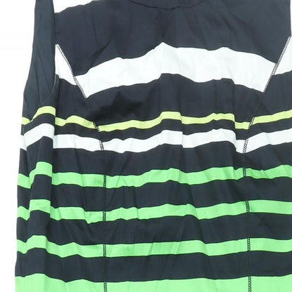 Gerry Weber Womens Blue Striped Cotton Shift Size 12 Round Neck Zip