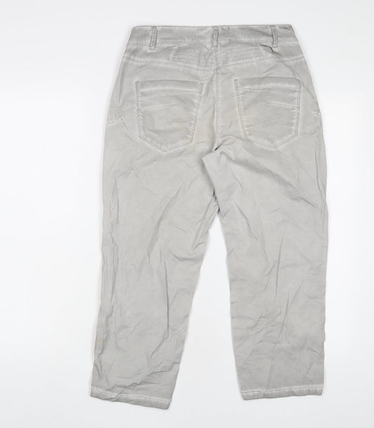 Womens UK Size 25 in Cecil Regular Fit Capri Grey Trousers
