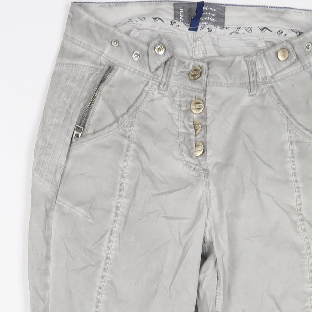 Womens UK Size 25 in Cecil Regular Fit Capri Grey Trousers