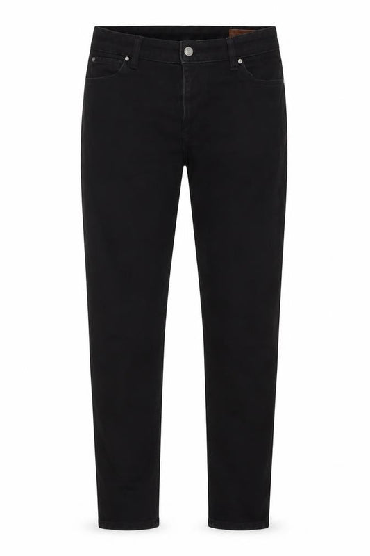 Front view of ASOS women’s black cotton skinny jeans, size UK 30, in, 30-inch leg regular zip