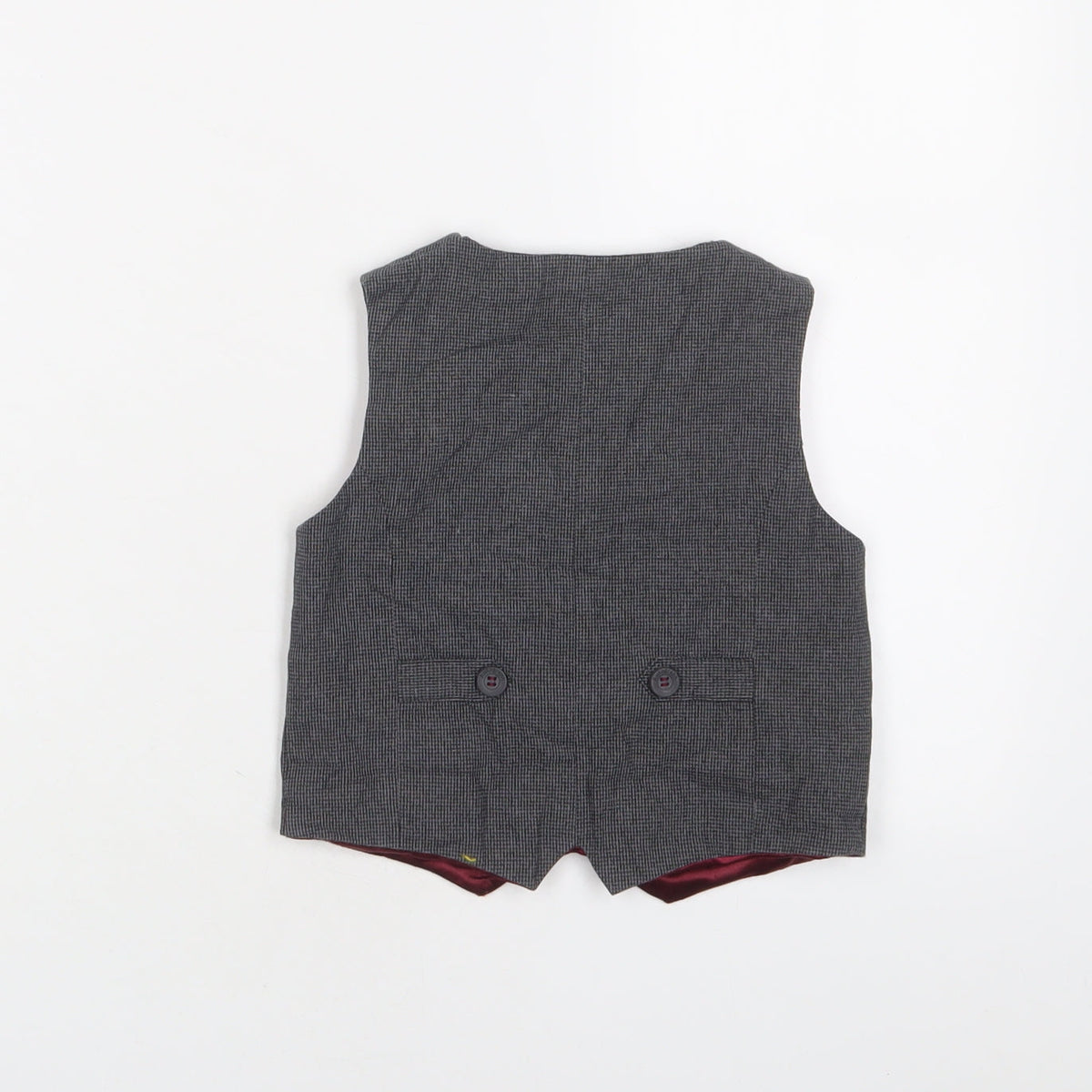 Back view of Autograph boys’ grey houndstooth jacket waistcoat, size 2-3, years button