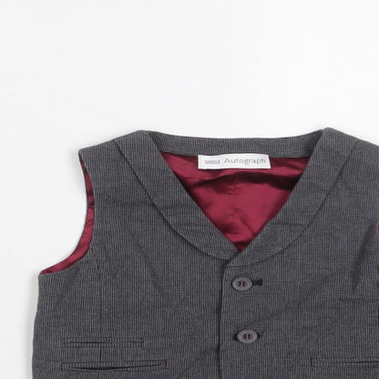 Close-up detail of Autograph boys’ grey houndstooth jacket waistcoat, size 2-3, years button