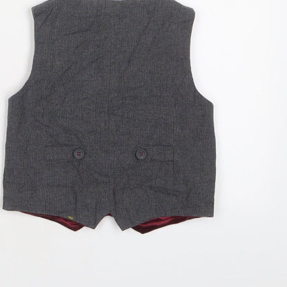 Brand and care label for Autograph boys’ grey houndstooth jacket waistcoat, size 2-3, years button