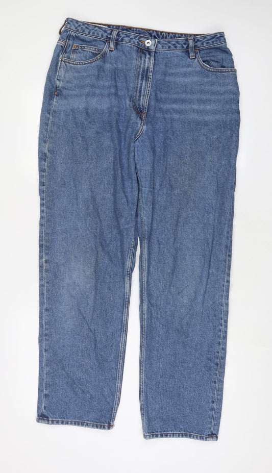 COLLUSION Womens Blue Cotton Mom Jeans Size 34 in L34 in Regular Zip