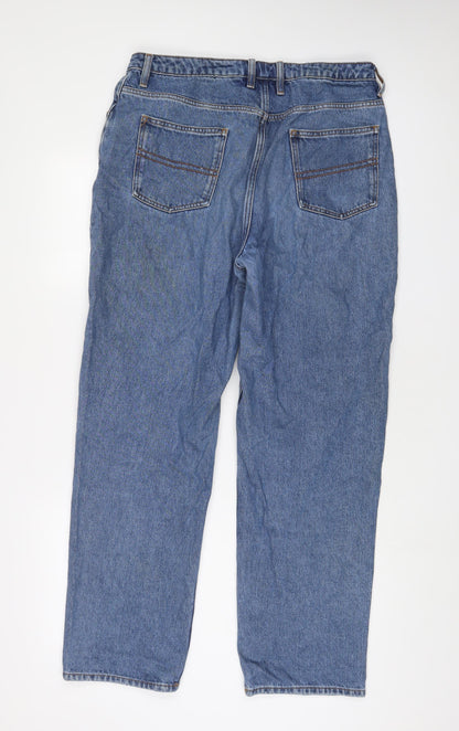 COLLUSION Womens Blue Cotton Mom Jeans Size 34 in L34 in Regular Zip