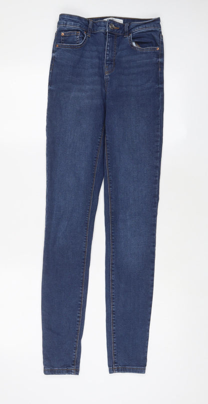 Denim & Co. Womens Blue Cotton Skinny Jeans Size 8 L31 in Regular Zip