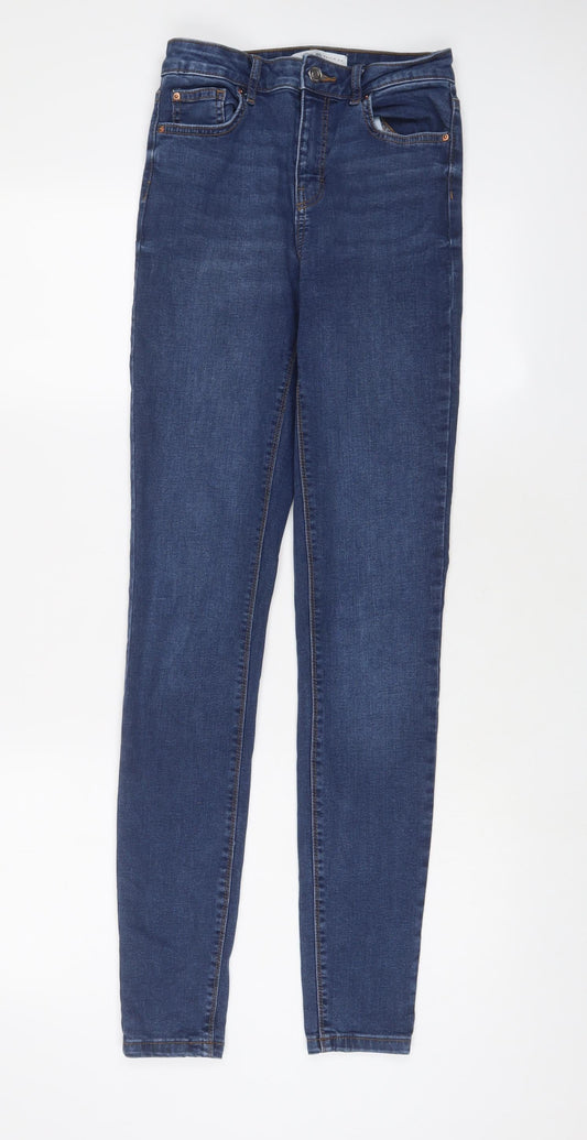 Denim & Co. Womens Blue Cotton Skinny Jeans Size 8 L31 in Regular Zip