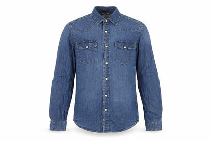 H&M Mens Blue Cotton Button-Up Size S Collared Snap