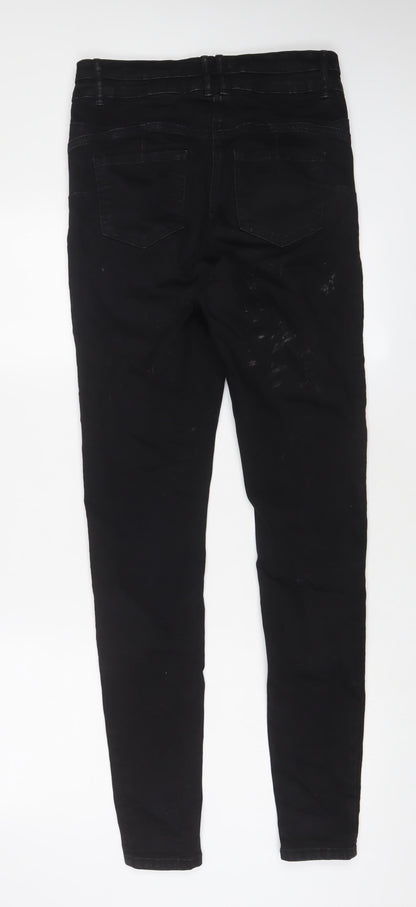 Papaya Womens Black Cotton Skinny Jeans Size 12 L20 in Regular Zip
