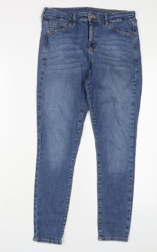Topshop Womens Blue Cotton Skinny Jeans Size 28 in L30 in Regular Zip