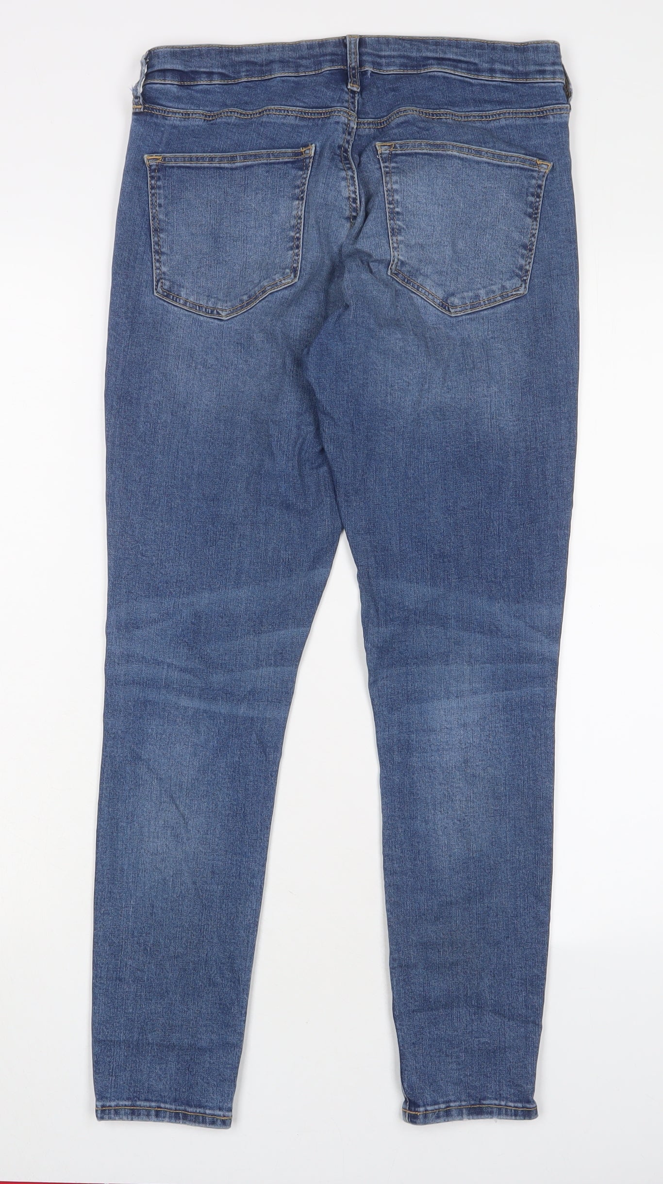 Topshop Womens Blue Cotton Skinny Jeans Size 28 in L30 in Regular Zip