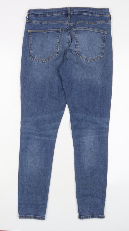 Topshop Womens Blue Cotton Skinny Jeans Size 28 in L30 in Regular Zip