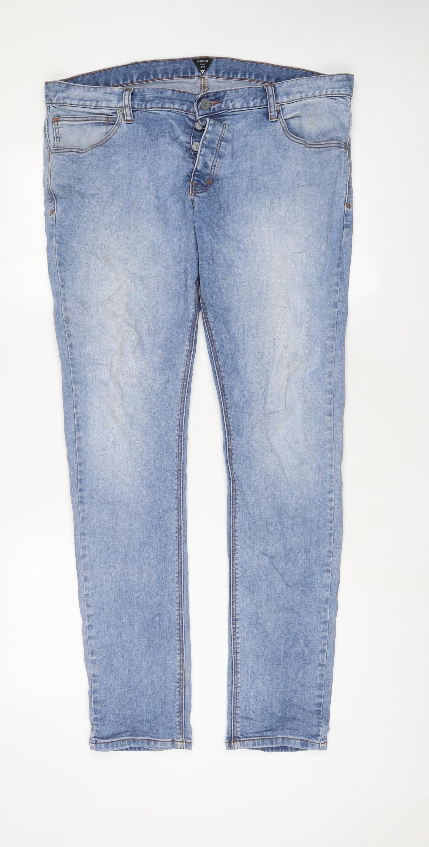 A.BRAND Mens Blue Cotton Skinny Jeans Size 36 in L32 in Regular Zip