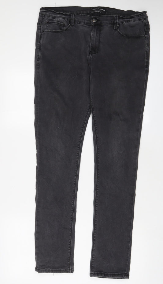 Ziggy.Denim Mens Grey Cotton Straight Jeans Size 36 in L31 in Regular Zip