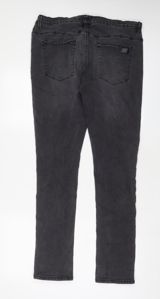 Ziggy.Denim Mens Grey Cotton Straight Jeans Size 36 in L31 in Regular Zip