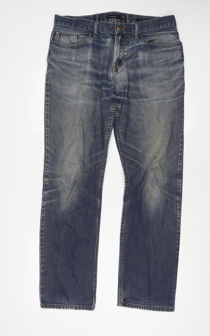 Autograph Mens Blue Cotton Straight Jeans Size 34 in L33 in Regular Zip - Long Leg