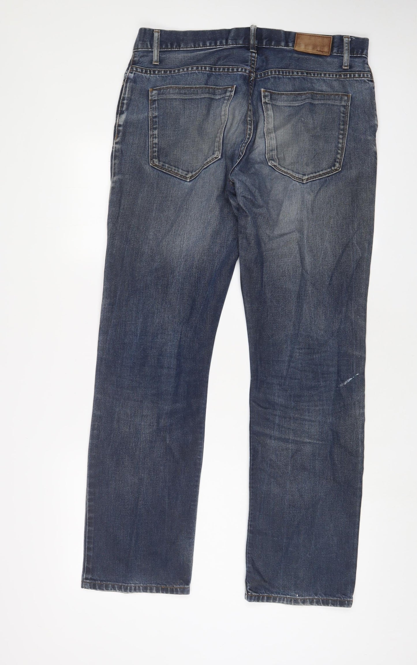 Autograph Mens Blue Cotton Straight Jeans Size 34 in L33 in Regular Zip - Long Leg